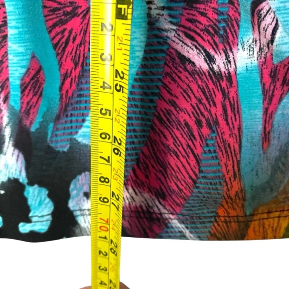 Simon Chang Women XL Abstract Animal Print Sleeveless Sheer Black Ruffle Shirt - Picture 5 of 5